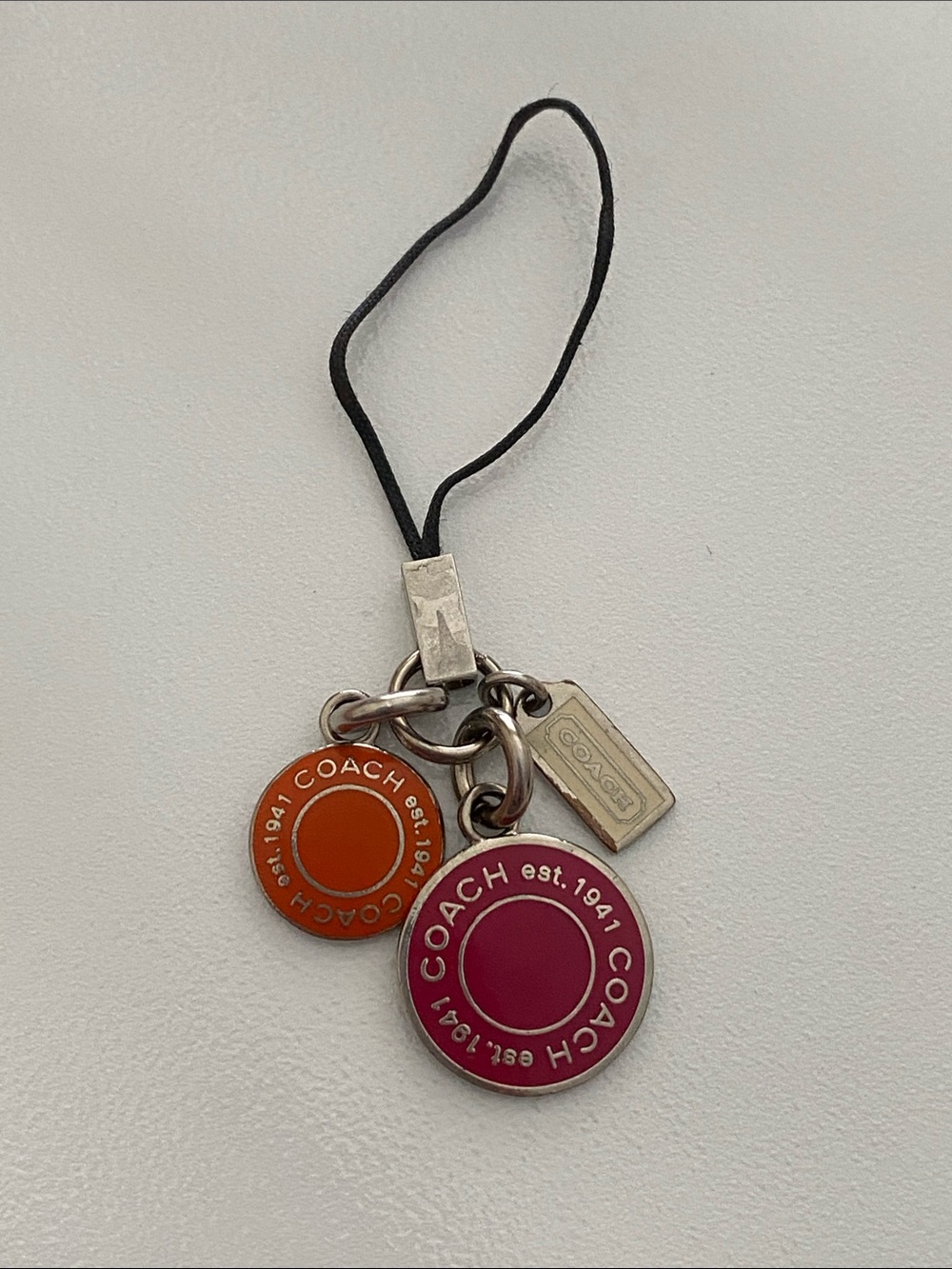 Vintage COACH Pink and Orange Enamel wLogo Phone Charm